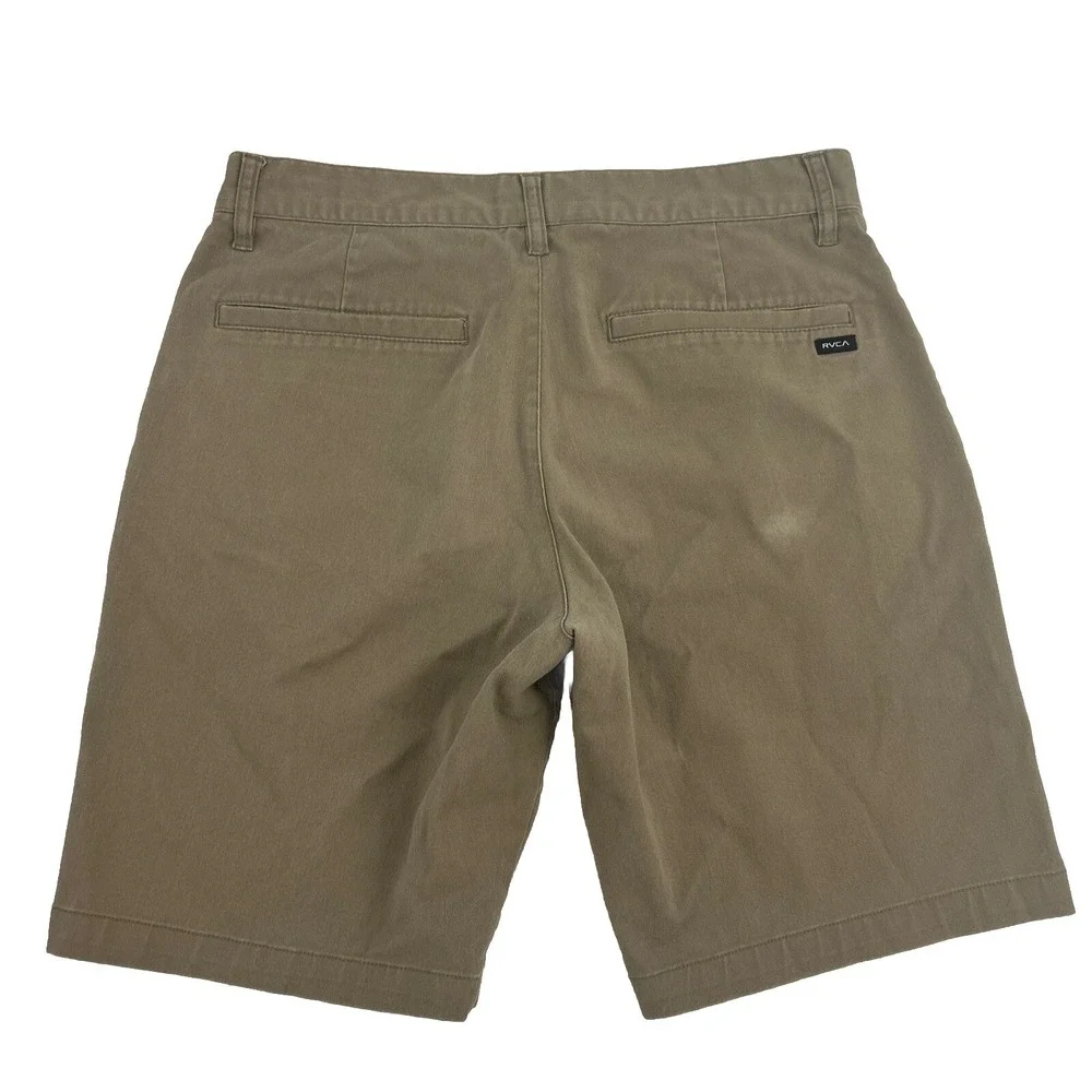 RVCA Shorts Men's Size 31 Beige Flat Front Chino Casual Pockets Week-End Stretch